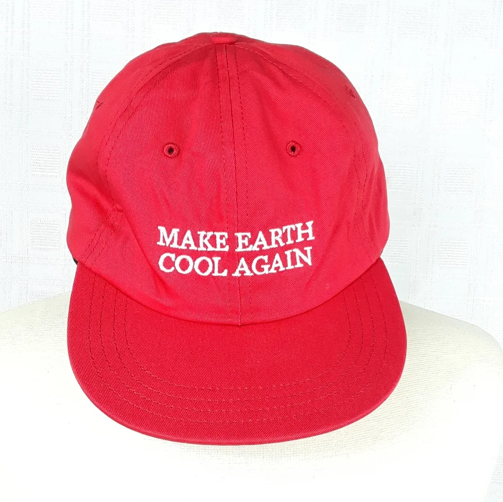 Hat Make Earth Cool Again Stonyfield Mens Womens Visor Cotton Hat Adjustable Red